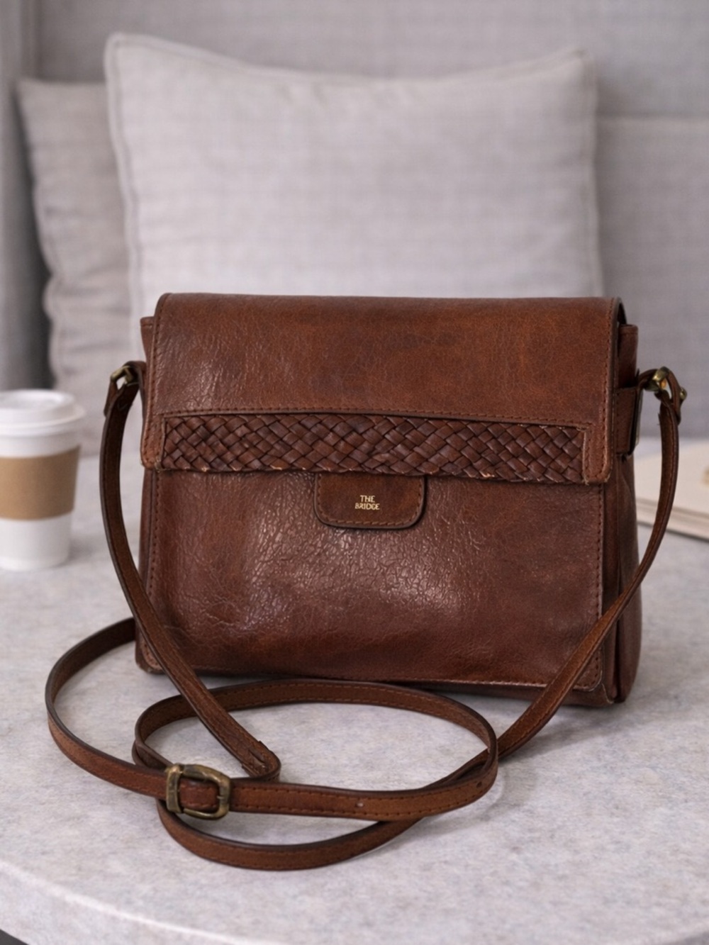 The Bridge Brown Leather Crossbody Bag  Saddle bag Vintage